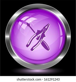 Screwdriver and combination pliers. Internet button. Vector illustration.