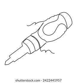 Dibujo e ilustración de pantalla continua de una sola línea y destornillador eléctrico