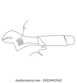 Screwdriver continuous single line and electric Screwdriver outline vector art drawing and illustration