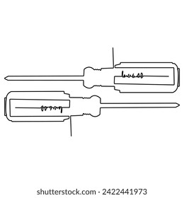 Dibujo e ilustración de pantalla continua de una sola línea y destornillador eléctrico