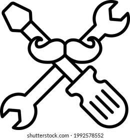 Screwdriver cross spanner with moustache Concept, Repairman Tools Vector Icon Design, Happy Fathers Day Symbol, Dads Gift Elements Sign, Parents Day Stock illustration
