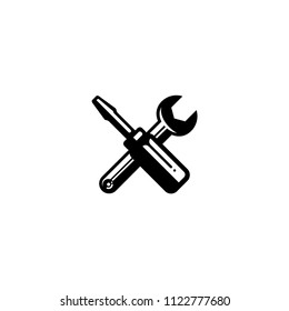 Screwdriver crossed wrench spanner toolkit equipment vector illustration symbol icon