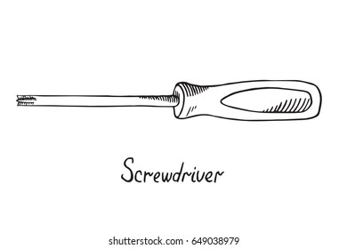 Screwdriver (cross-head), hand drawn doodle sketch in pop art style, vector illustration