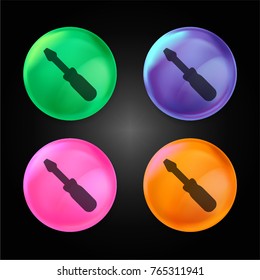 Screwdriver crystal ball design icon in green - blue - pink and orange.