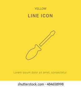 Screwdriver Cute yellow thin line icon / logo Design