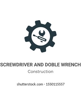 Screwdriver and doble wrench vector icon on white background. Flat vector screwdriver and doble wrench icon symbol sign from modern construction collection for mobile concept and web apps design.