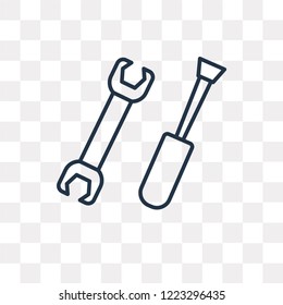 Screwdriver and Doble Wrench vector outline icon isolated on transparent background, high quality linear Screwdriver and Doble Wrench transparency concept can be used web and mobile