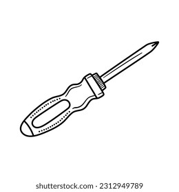 Screwdriver in doodle style. Coloring for children