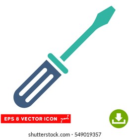 Screwdriver EPS vector icon. Illustration style is flat iconic bicolor cobalt and cyan symbol on white background.