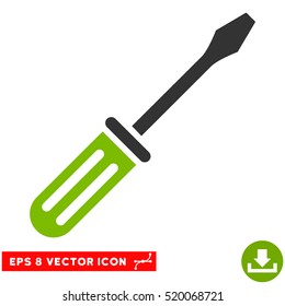 Screwdriver EPS vector pictogram. Illustration style is flat iconic bicolor eco green and gray symbol on white background.