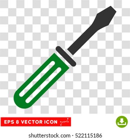 Screwdriver EPS vector pictograph. Illustration style is flat iconic bicolor green and gray symbol on white background.