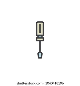 Screwdriver filled outline icon, line vector sign, linear colorful pictogram isolated on white. Repair symbol, logo illustration. Pixel perfect vector graphics