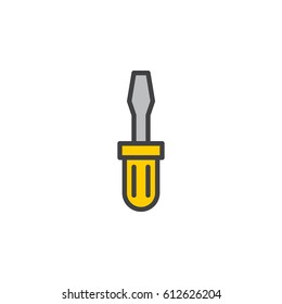 Screwdriver filled outline icon, line vector sign, linear style pictogram isolated on white. Symbol, logo illustration. Editable stroke. Pixel perfect