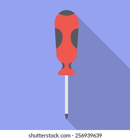 Screwdriver flat icon with long shadow. Vector illustration EPS10