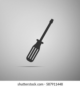 Screwdriver flat icon on grey background. Vector Illustration