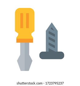 
icono plano del destornillador sobre fondo blanco