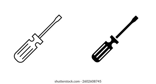 Screwdriver flat Icons in line outline and flat solid style on white background