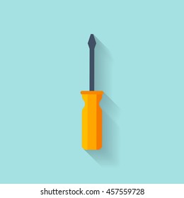 Screwdriver in a flat style. Building and construction equipment. Vector illustration.