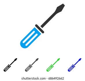 Screwdriver flat vector icon. Colored screwdriver gray, black, blue, green pictogram variants. Flat icon style for application design.