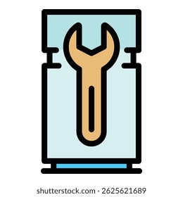 Screwdriver fridge icon. Outline Screwdriver fridge vector icon for web design isolated on white background color flat