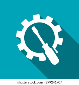 Screwdriver and gear icon, vector illustration