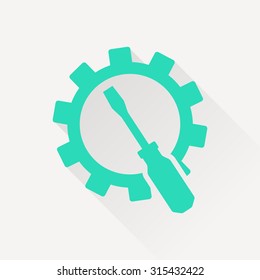 Screwdriver and gear icon, vector illustration