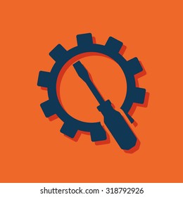 Screwdriver and gear icon, vector illustration