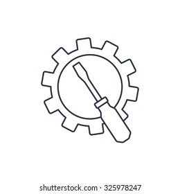 Screwdriver and gear icon, vector illustration