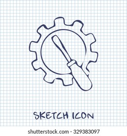 Screwdriver and gear icon, vector illustration