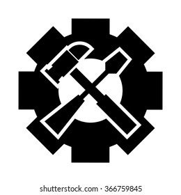 screwdriver in gear symbol