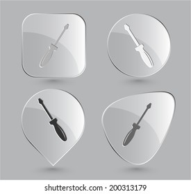 Screwdriver. Glass buttons. Vector illustration.