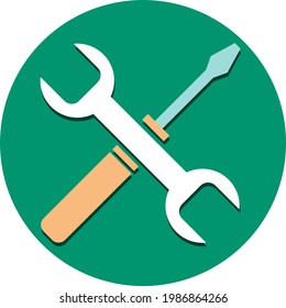 Screwdriver and hammer. Computer icon. Sign in a circle 
