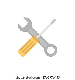 Screwdriver and hammer flat, repair icon, vector illustration isolated on white background