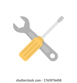 Screwdriver and hammer flat, repair icon, vector illustration isolated on white background