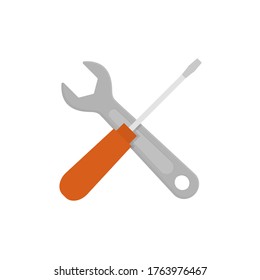 Screwdriver and hammer flat, repair icon, vector illustration isolated on white background