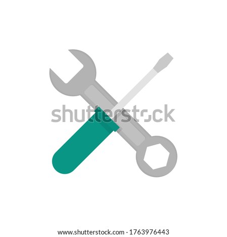 Screwdriver and hammer flat, repair icon, vector illustration isolated on white background