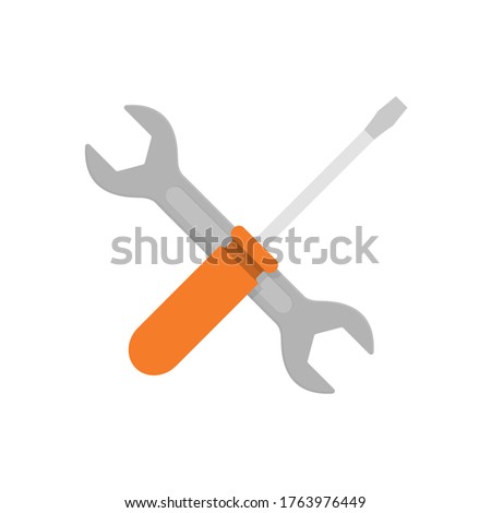 Screwdriver and hammer flat, repair icon, vector illustration isolated on white background