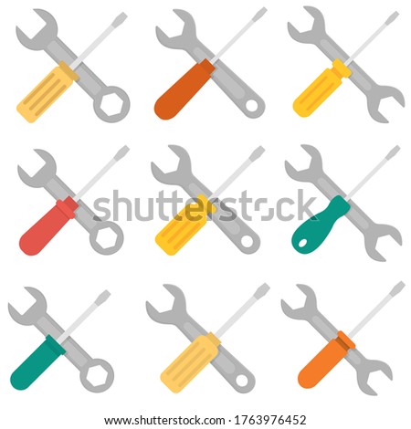 Screwdriver and hammer flat, repair icon, vector illustration isolated on white background