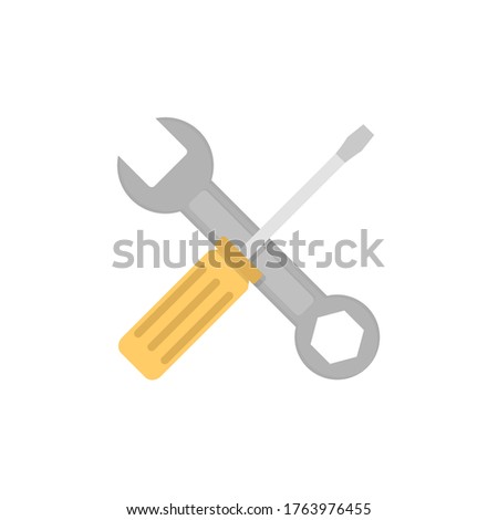Screwdriver and hammer flat, repair icon, vector illustration isolated on white background