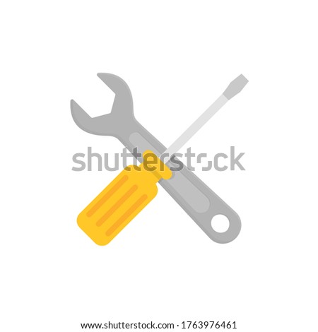 Screwdriver and hammer flat, repair icon, vector illustration isolated on white background