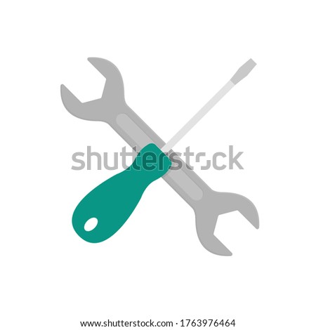 Screwdriver and hammer flat, repair icon, vector illustration isolated on white background