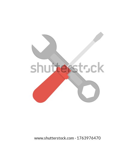 Screwdriver and hammer flat, repair icon, vector illustration isolated on white background