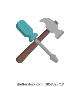 screwdriver and hammer icon of color style vector illustration design