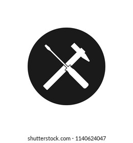 Screwdriver and hammer icon. Vector illustration, flat design.