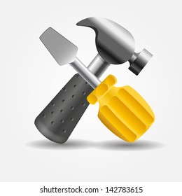 Screwdriver and hammer icon vector illustration