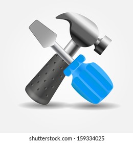 Screwdriver and hammer icon vector illustration