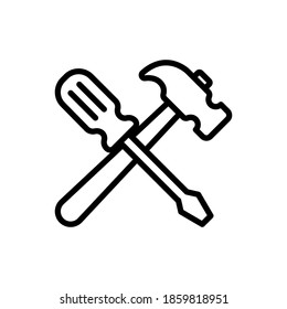 Schraubenzieher und Hammer-Linie-Symbol-Design Vektorvorlage
