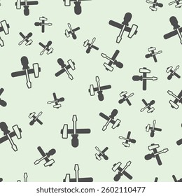 Screwdriver and hammer solid seamless pattern, repair service theme. Vector graphics. Repair tools sign background, filled with glyphs icon