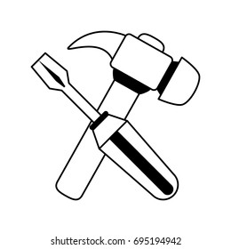 screwdriver and hammer tools icon image 