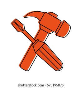 screwdriver and hammer tools icon image 